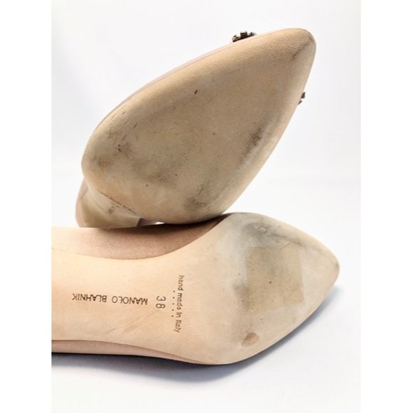 MANOLO Blahnik Champagne Hangisi 70mm Crystal Embellished Pumps - Picture 10 of 11